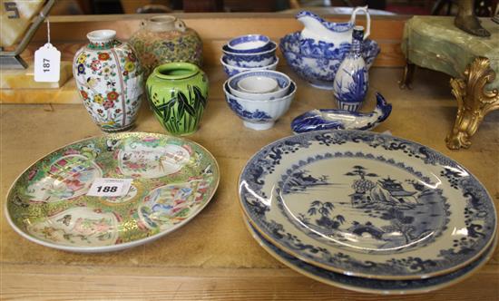 Chinese, Japanese and English blue and white Famille Rose(-)